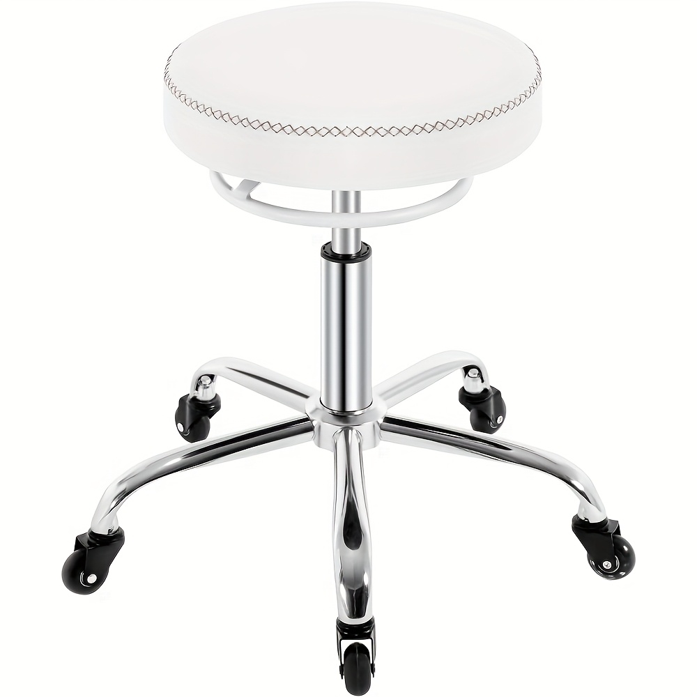A Height-adjustable Office Chair, A 360° Rotating Stool, A Wheeled Stool, A Round Work Chair With A Stool Design, Seat Height Ranging From 46 To 58 Centimeters, From Synthetic Faux Leather