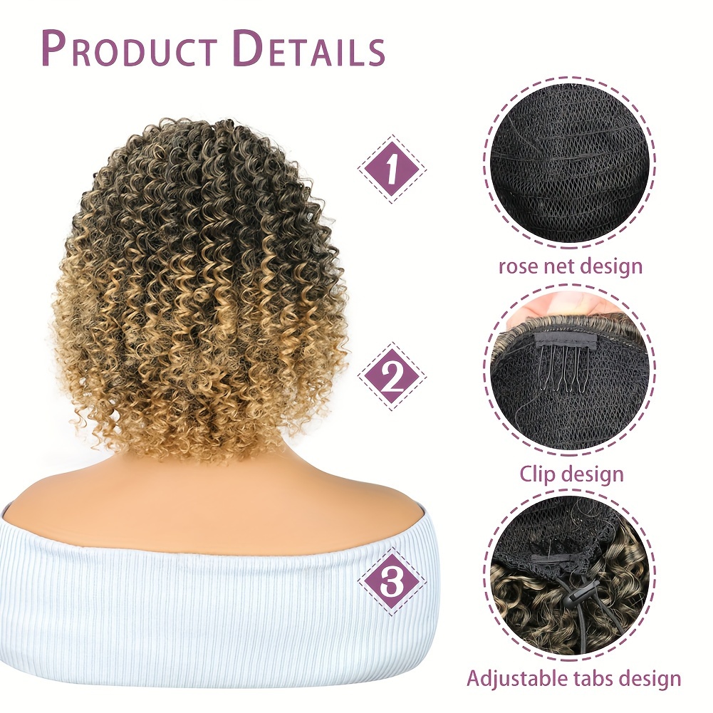   10 short afro   drawstring ponytail   synthetic clip in hair extension high temperature fiber   for all women ponytail hair extensions details 2