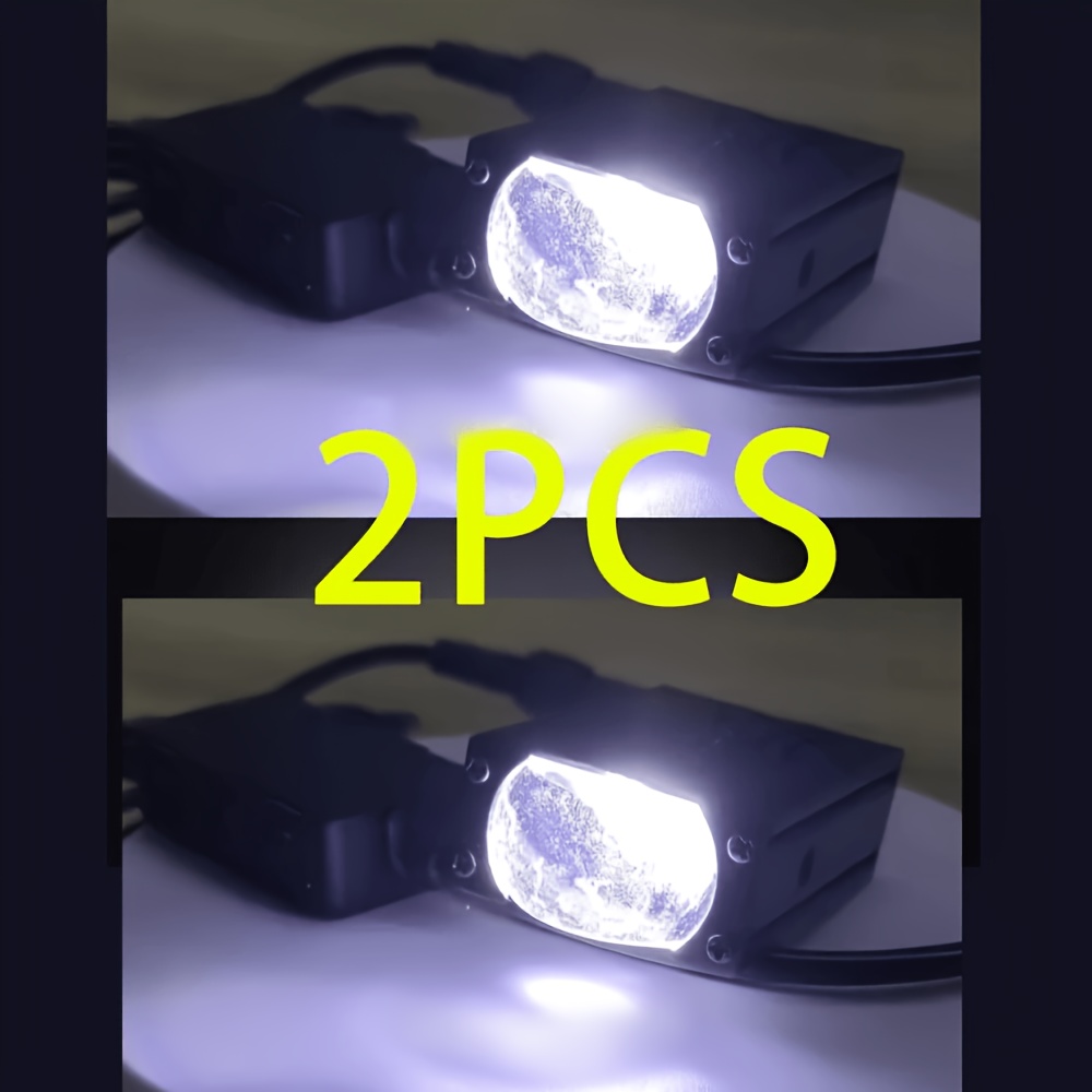 TEMU 2pcs Car Daytime Running Lighting Led Spotlight, Yellow And White Grille Light With Mounting Bracket, Aluminum Spotlight Lighting Additions,