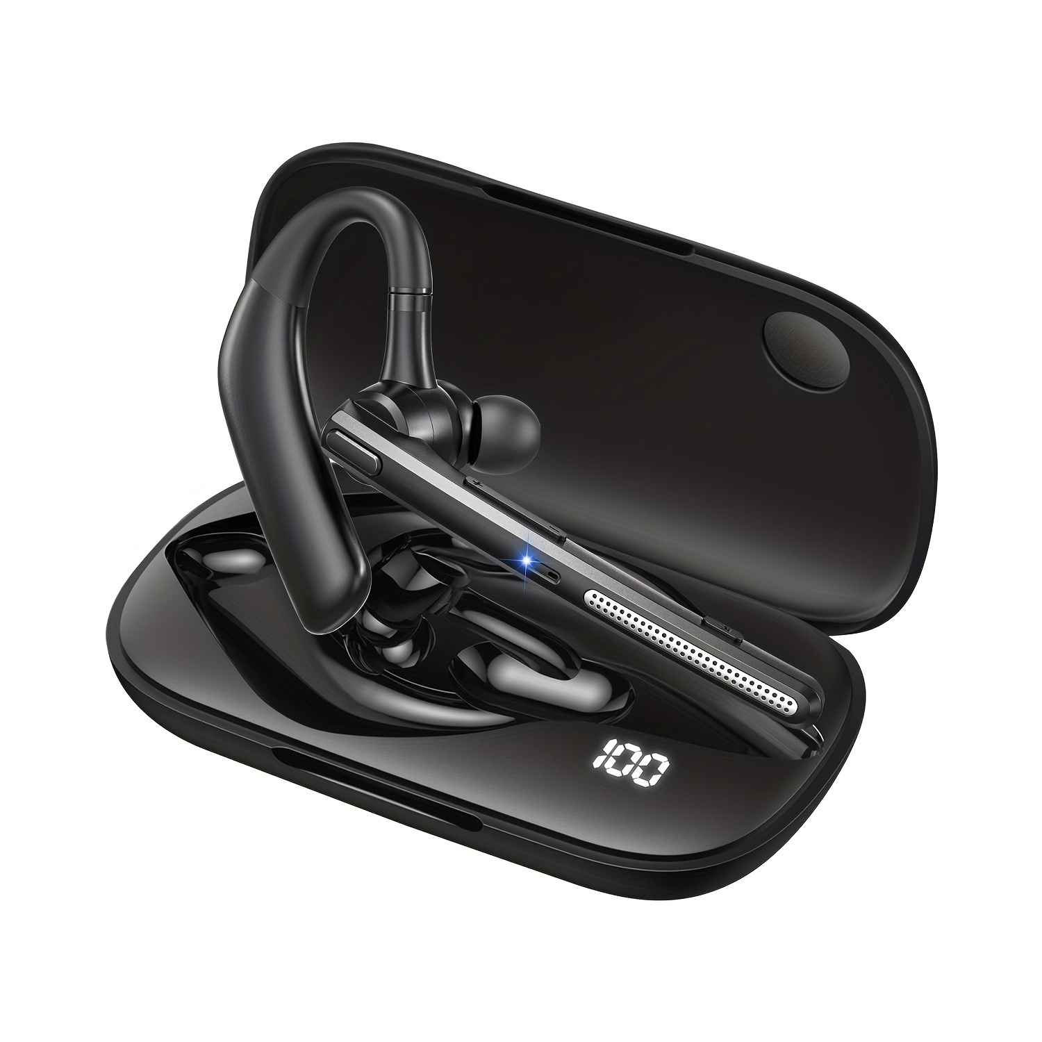 Image of Wireless Headset V5.3 Wireless Handsfree Headset With Microphone 42 Hours , 500mah Charging Case For Commercial Office And Long Haul Truck Drivers (black)
