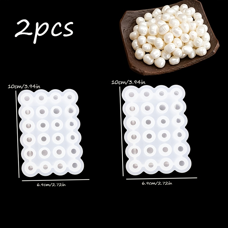 TEMU 2pcs Set - Resin Silicone Mold, Silicone Mold, Resin Bead Casting Mold, Diy Wax Bead Making Mold For Candle Decoration, Epoxy Resin, Handicrafts