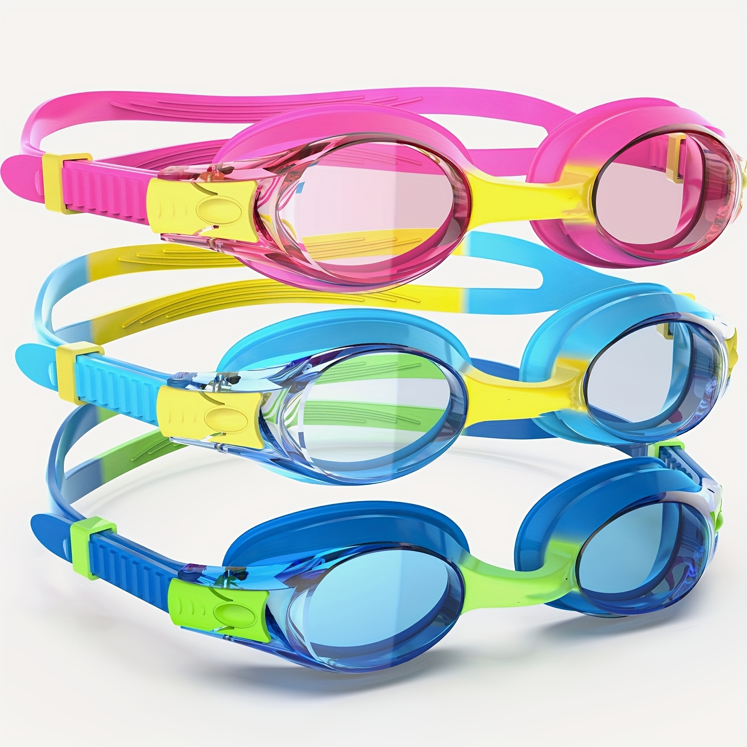 

3 Pack Kids Goggles For Swimming, Anti-fog 100% Uv Protection, For Kids Age 3-14