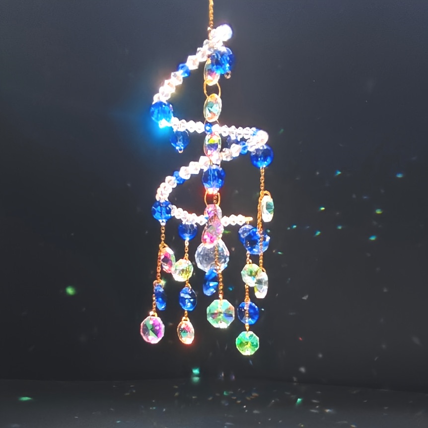 Handmade Crystal Glass Rotating Wind Chime, Sunlight Catcher, Home Decor For Windows, Balcony, Garden, Courtyard Hanging Decoration, Car Interior Ornament, Christmas Holiday Decor, Festive Gift