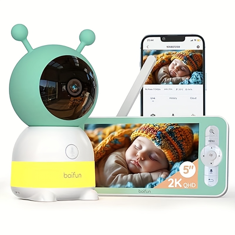 TEMU 2k-wifi Monitor With Camera And Audio, 5 Inch Display, Wireless Indoor Security Camera, Smartphone App, Night , Smart , Humidity And Temperature