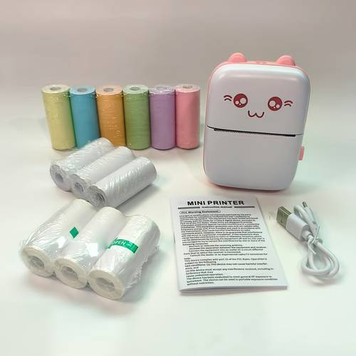 pocket mini wireless printer portable label maker 200dpi high resolution usb rechargeable suitable for printing text notes photos course labels etc