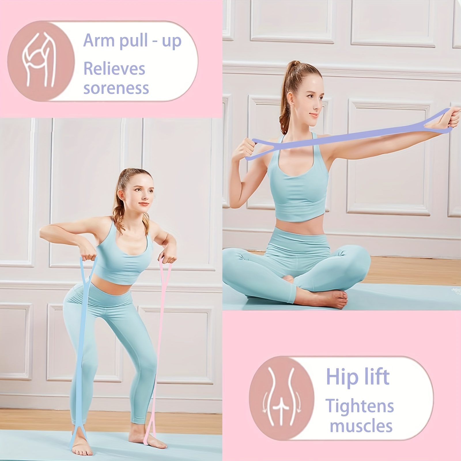  band portable portable upper body workout equipment for arm shoulder back leg stretching ideal for yoga pilates home home workout equipment band durable exercise equipment bands details 6