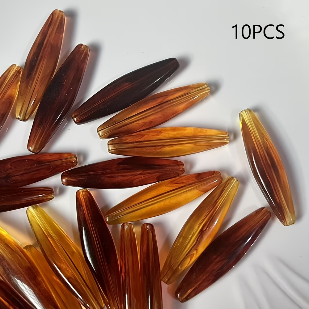 Image of 10pcs Acrylic -colored Long Tube Beads Creative Jewelry Making Materials, Crafts And Bracelet Design Decorative Beads Beads & Bead Assortments