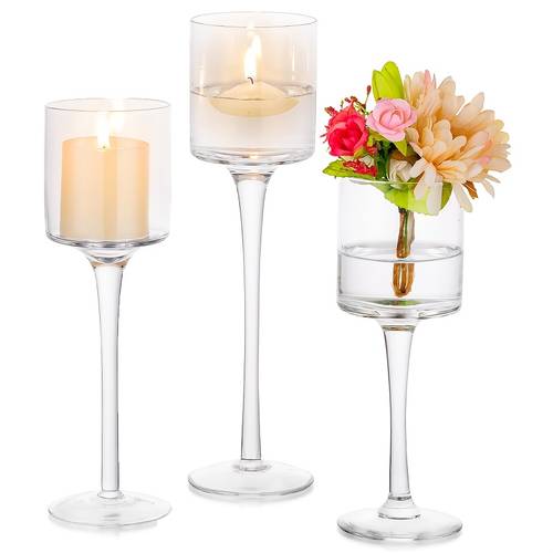 3pcs glass candle holder european storm candle holder candlelight dinner photo props glass tall candle holder wedding anniversary birthday decoration table living room home decoration valentines day new year christmas decoration