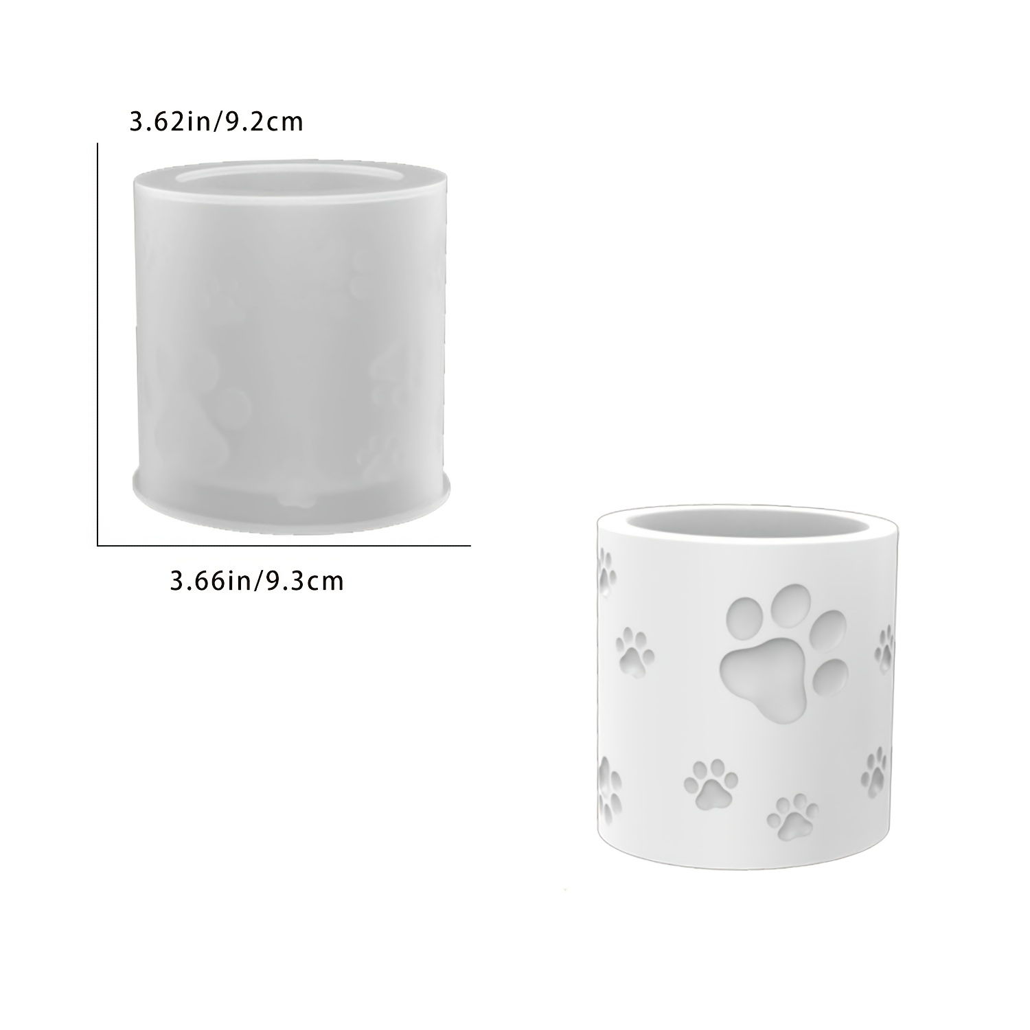 TEMU Clay Mold Print Flower Pot Mold Creative Cement Gypsum Mold Handmade Cute Flower Pot Mold Cat Paw Candle Cup Mold Round Jar Gypsum Resin Mold