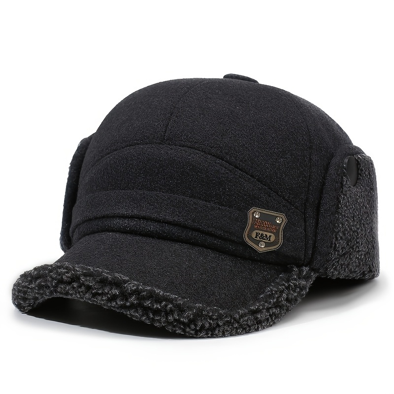 TEMU 1pc, Men's Winter Warm Thickened Baseball Cap, Large Head Duckbill Cap, Hard Top Hat