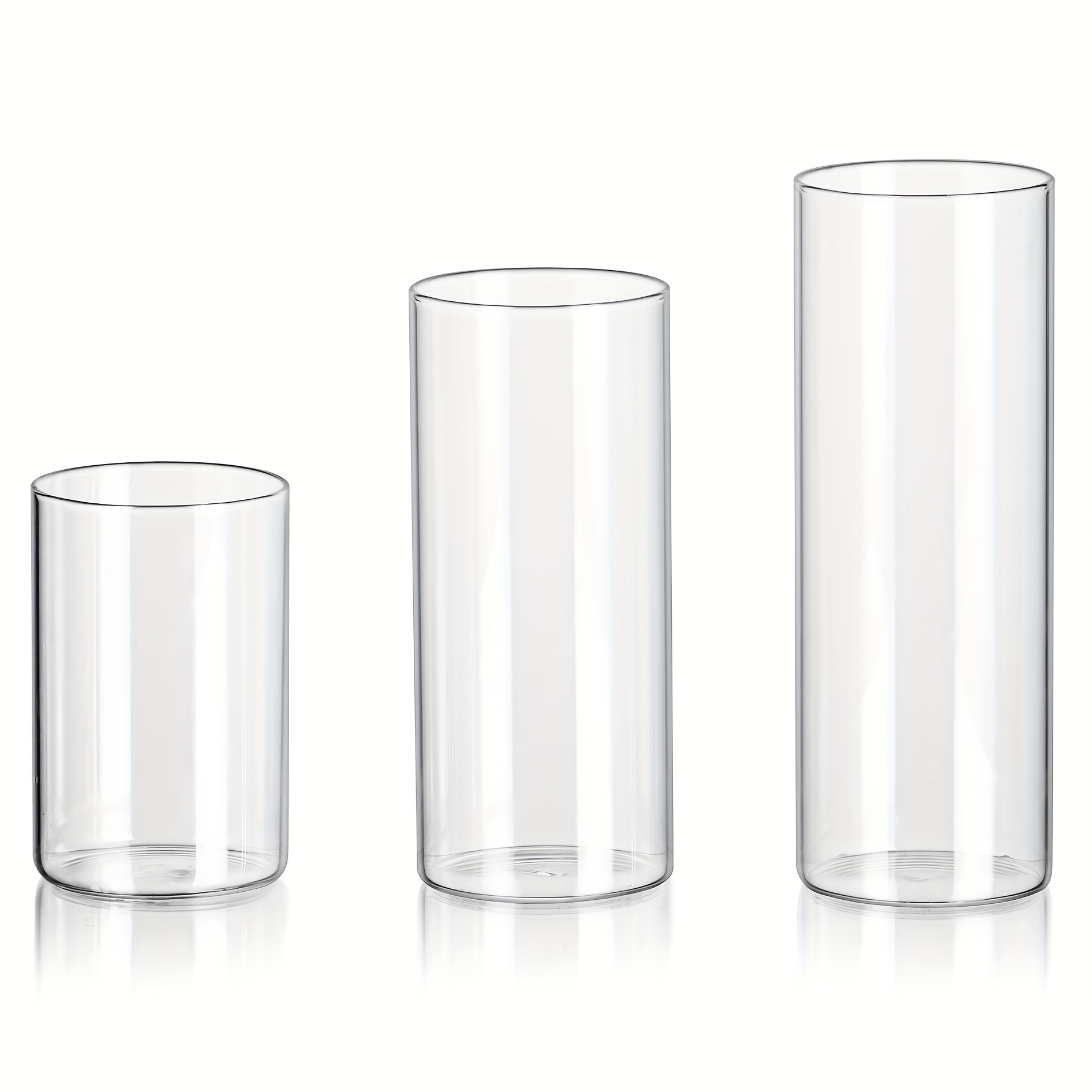 TEMU Set Of 3 Glass Hurricane Floating Candle Holder Vases In Bulk For Wedding Centerpieces Decor, Tall Clear Cylinder Vases For Summer Party Decor