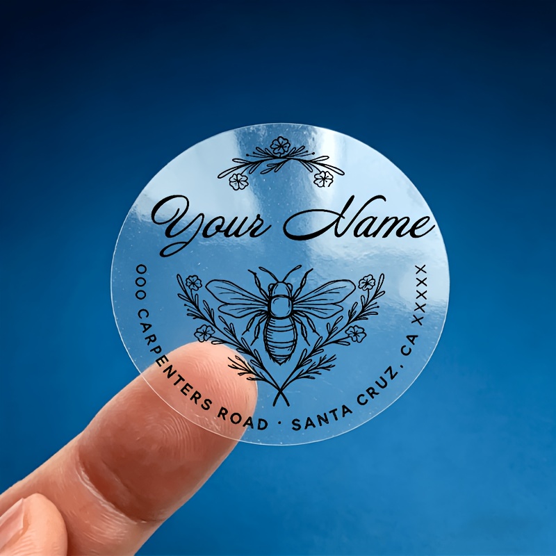 TEMU 100 Customizable Golden Transparent Stickers With Bee Designs, Featuring Transparent Labels For Names And Dates