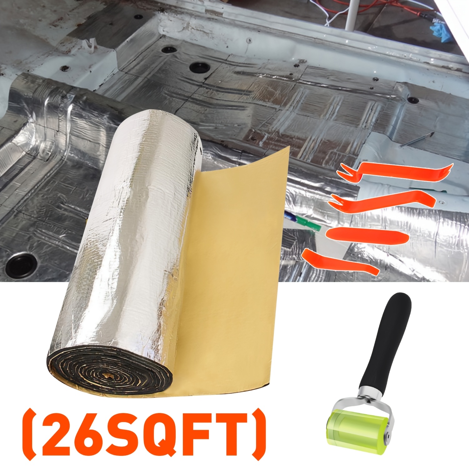 TEMU 26/22sqft Sound Deadener Car Heat Shield Noise Reduce Mat With Adhesive Layer Gifts Decorations Tools Free
