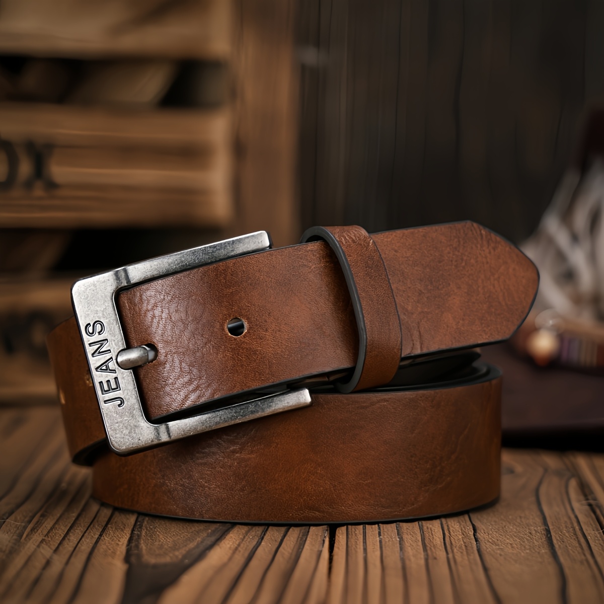 TEMU 1 ceinture à boucle de pin vintage pour homme, pour un décontracté ou , cadeau de Noël