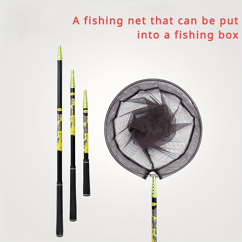 

Carbon Fiber Fishing Net Pole 2.1/3/4m With Rubber Anti-slip Handle, Alloy Locator, Telescopic Lightweight Stainless Steel Net Rod For