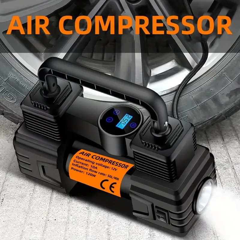 Compressore Aria Portatile Auto 12V | 160 PSI | Display Digitale | 4 Adattatori | Per Gonfiaggio Pneumatici - Foto 2