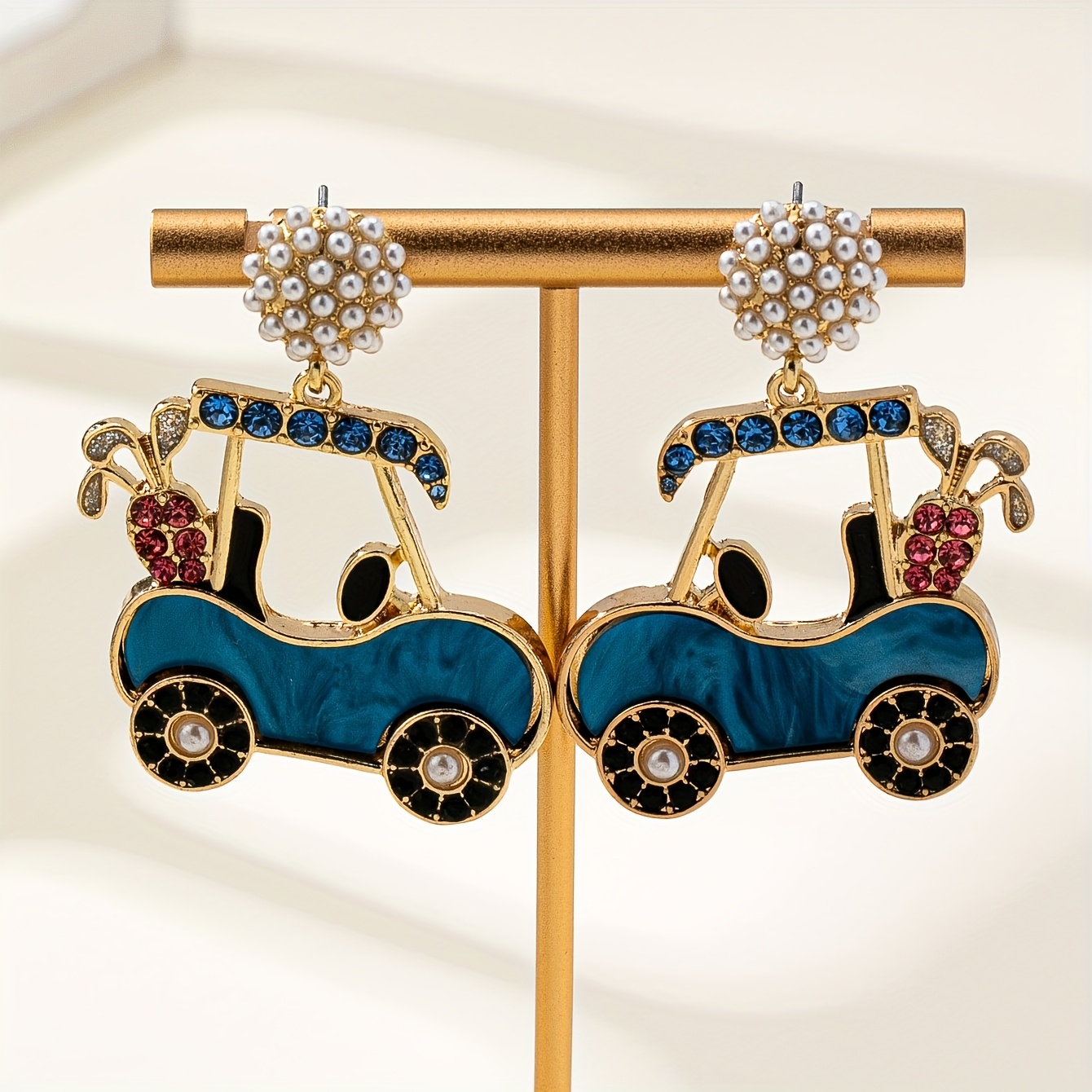 TEMU Pair Of Cute Cartoon Sports Competition Golf Women's Earrings