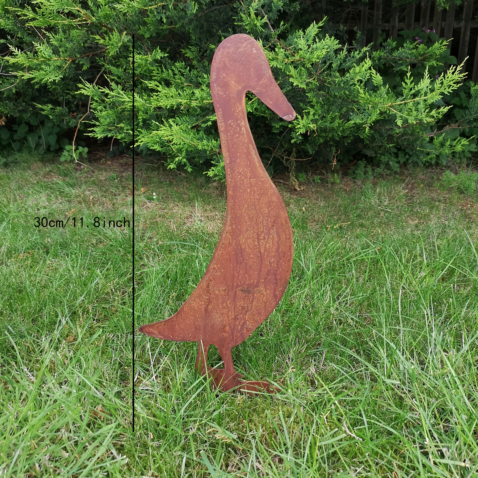 Image of [2d Flat] Rusty Metal Garden Decoration - Metal Decorative Art Piece - Metal Duck Floor Stand Gift - Unique Outdoor Decorative Metal Duck Handicraft