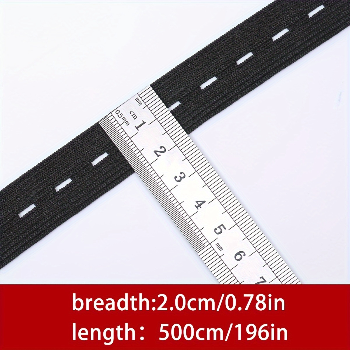 1pc 5-yard Buttonhole Elastic Band, Adjustable High Elastic Elastic Rope, Suitable For Clothing, Pants And Crafts, Black And White Durable Elastic Band