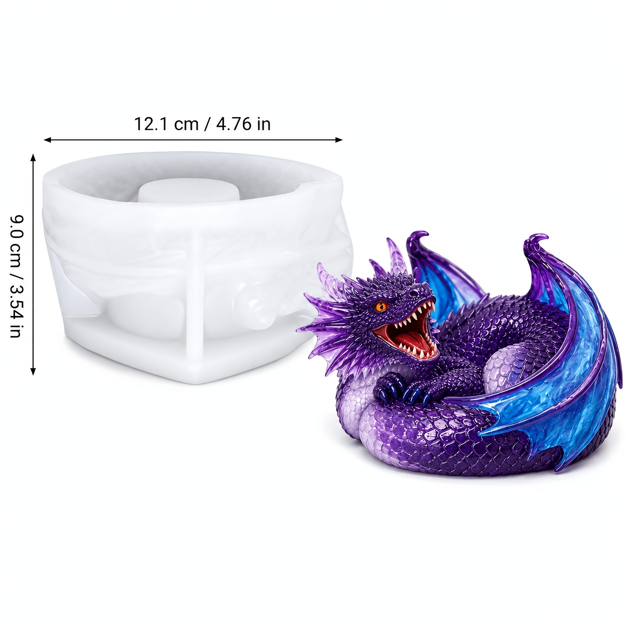 TEMU Fdudf 3d Dragon Silicone Mold Suitable For Resin, Wax, Plaster & Clay Crafts - Gothic Winged Dragon Figurine Casting Mold With Coiled Winged