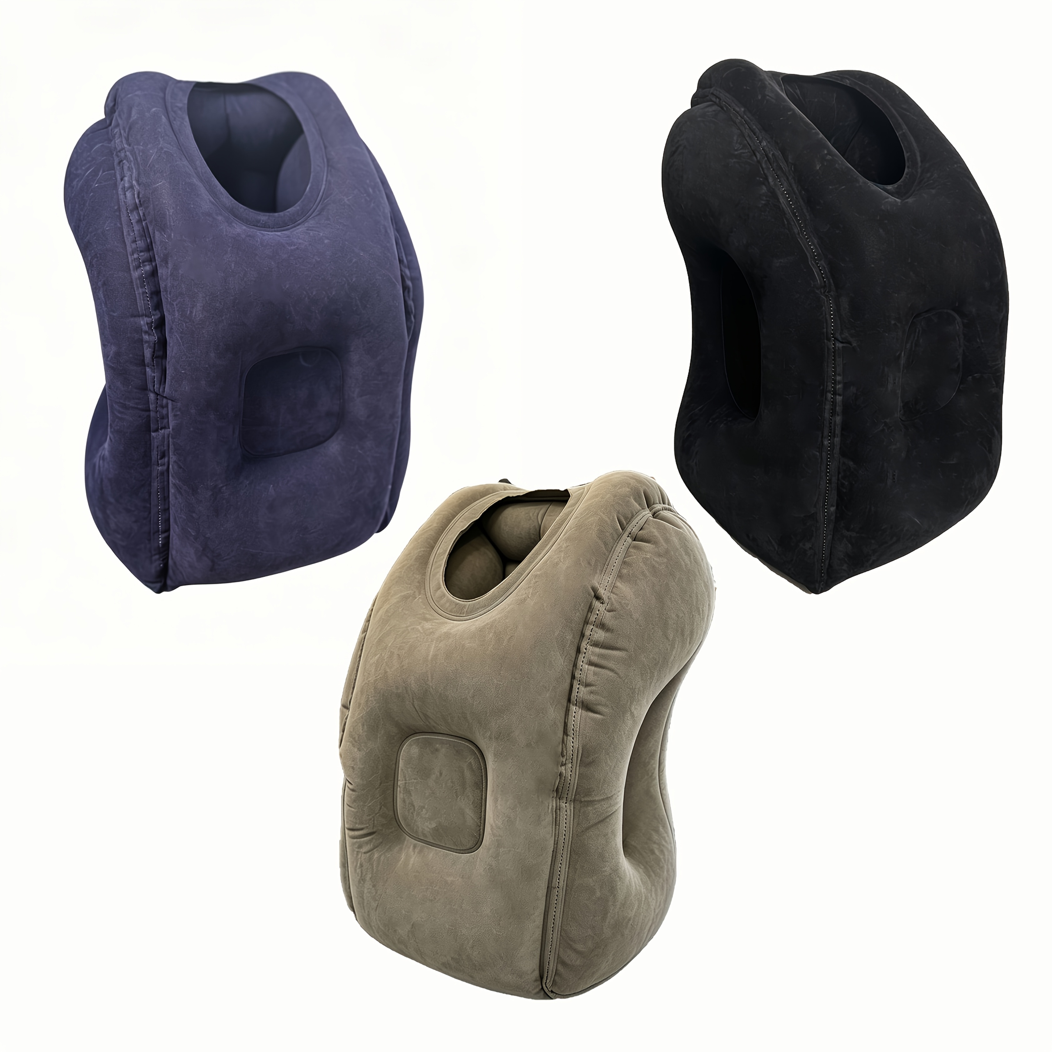 TEMU 1 Oreiller de voyage gonflable avec support pour la nuque et + 1 sac de rangement pour oreiller - Valve de gonflage rapide, coussin ergonomique