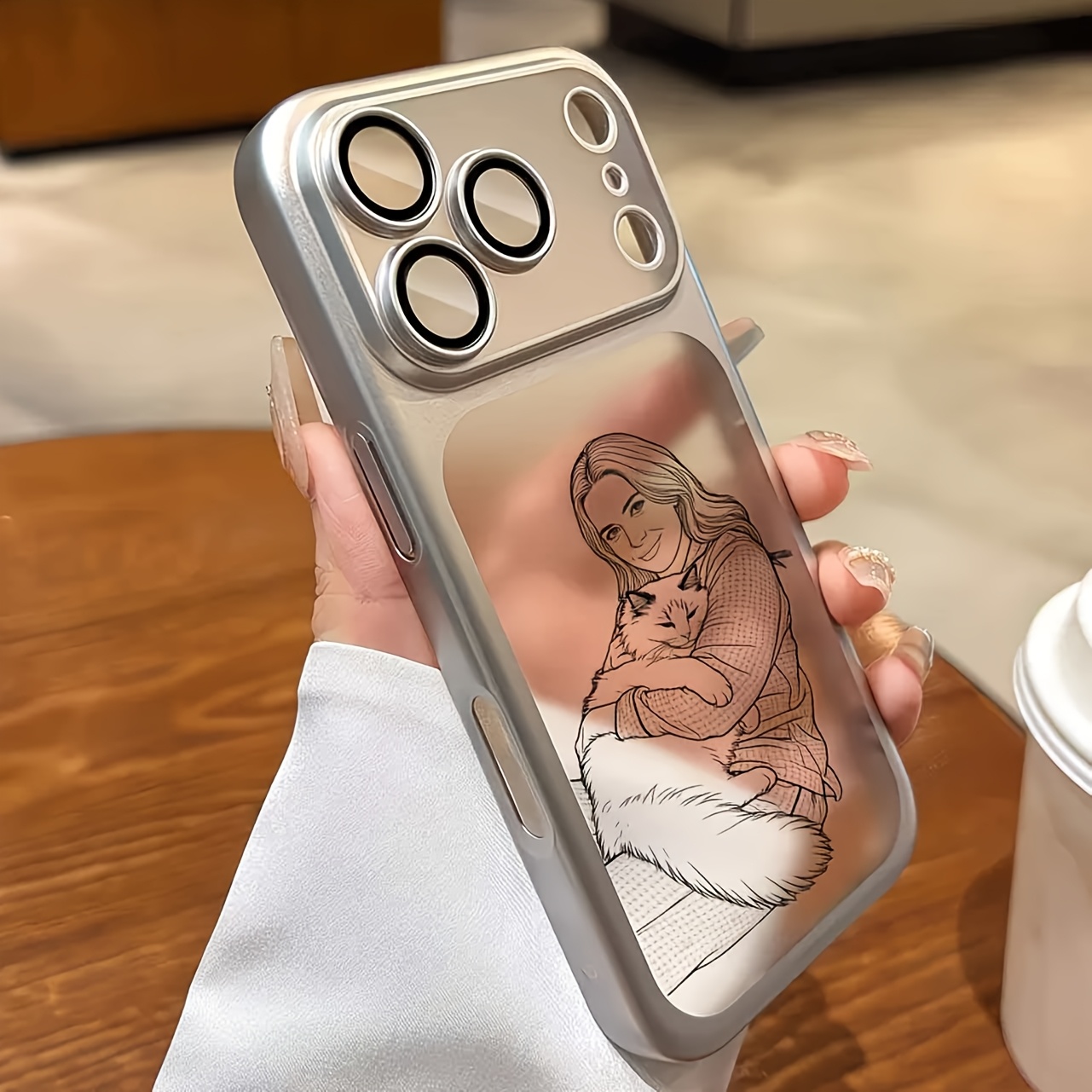 TEMU Phone Case - Diy Phone Case, Customizable Line Drawing Pattern Phone Case, Suitable For Iphone 17/16/15/14/13/12/11 Transparent Frosted
