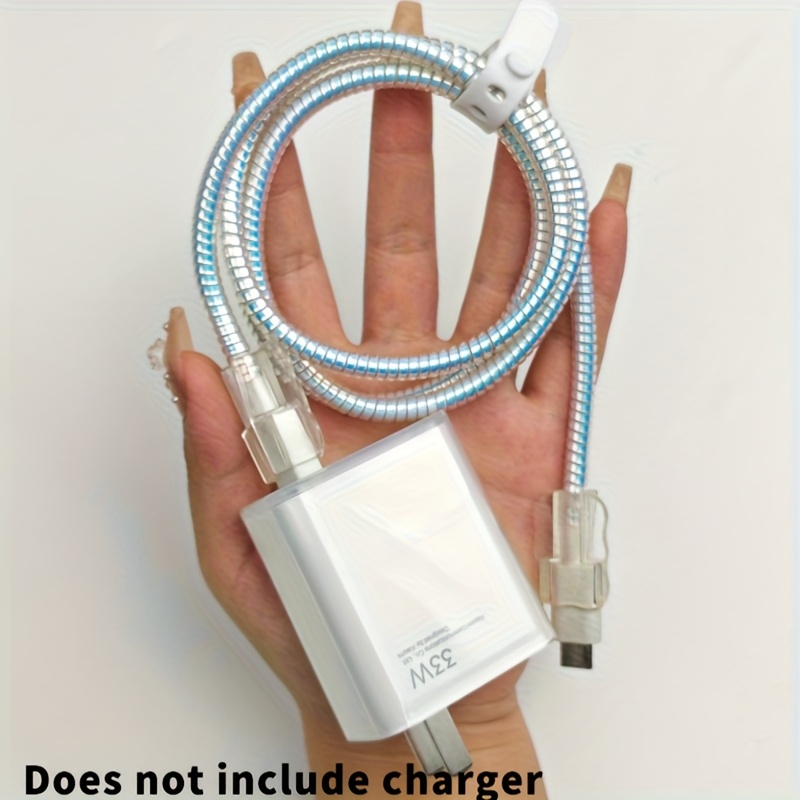 TEMU 5pcs/Set Manchon de protection de câble de données transparent, anti-enchevêtrement, pour chargeur Xiaomi, tête de charge rapide 33W, européen,