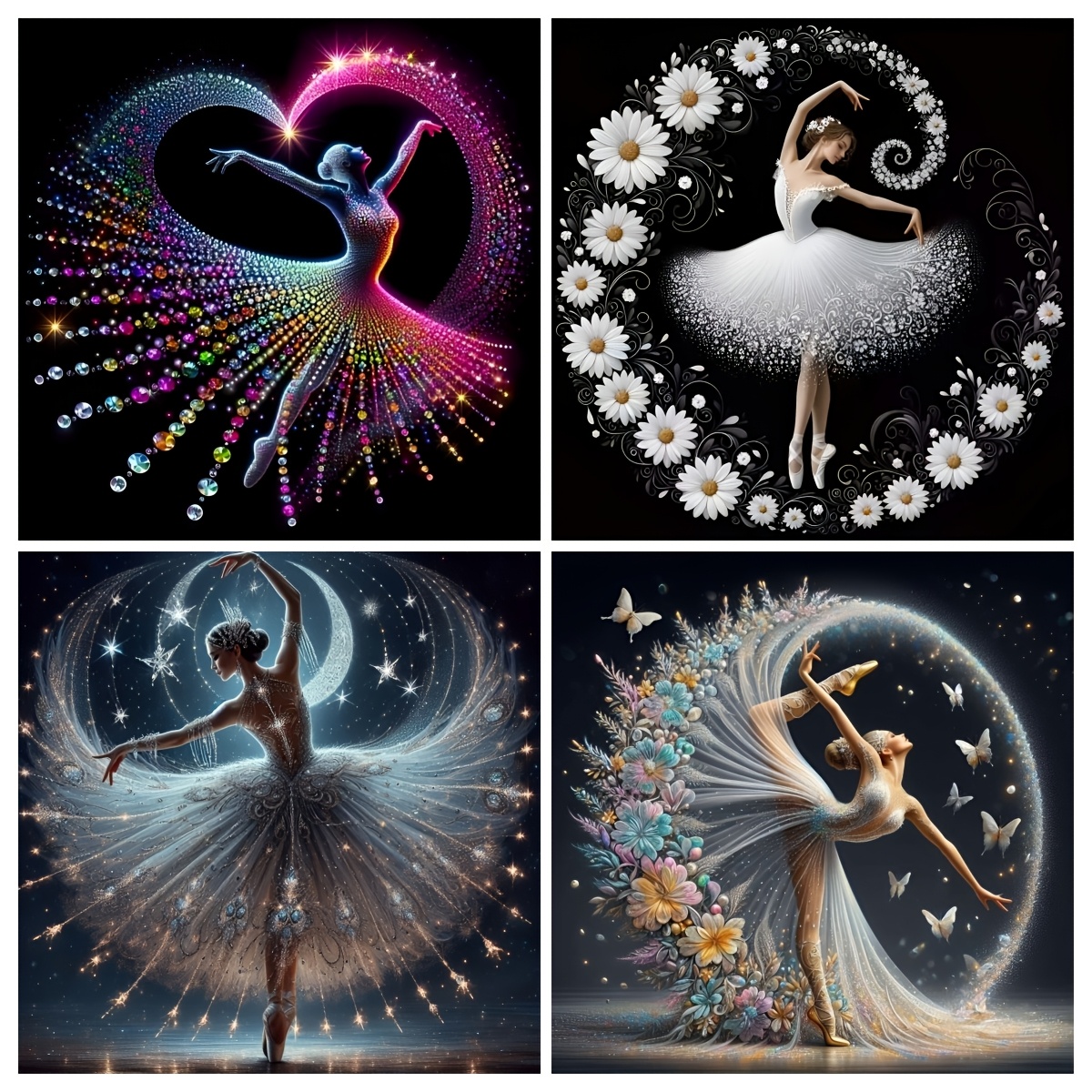 Image of 4pcs Latin Diamond Painting, Mosaic Craft Art Set, Holiday Birthday Gift, Ornament, Handicraft