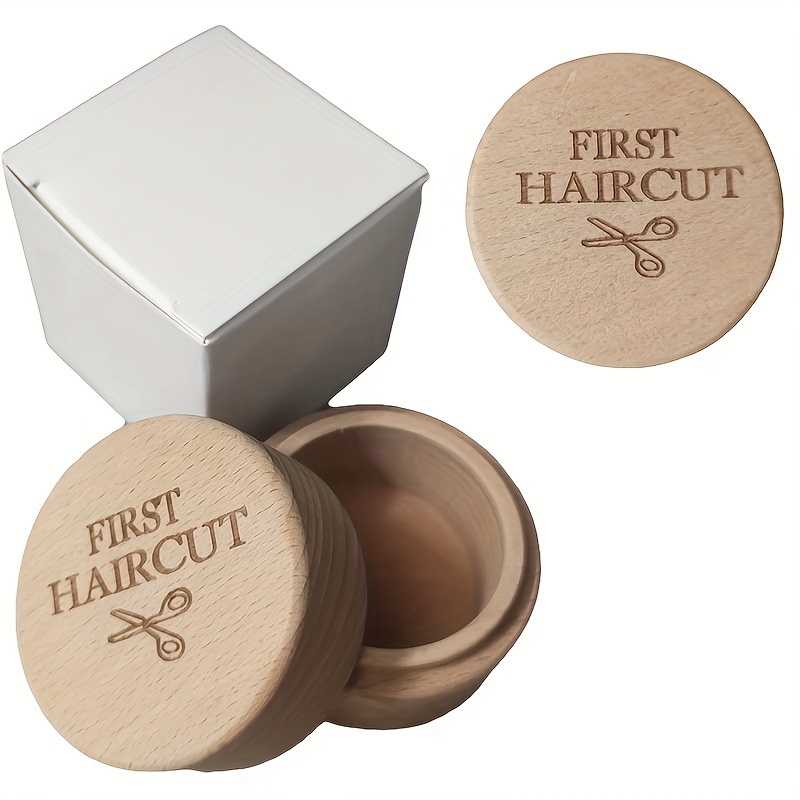 

Wooden First Haircut Keepsake Box - Ideal Gift For New , Includes Wooden Container With "first Haircut" Engraving And Scissors Icon, Storing Hair Souvenirs