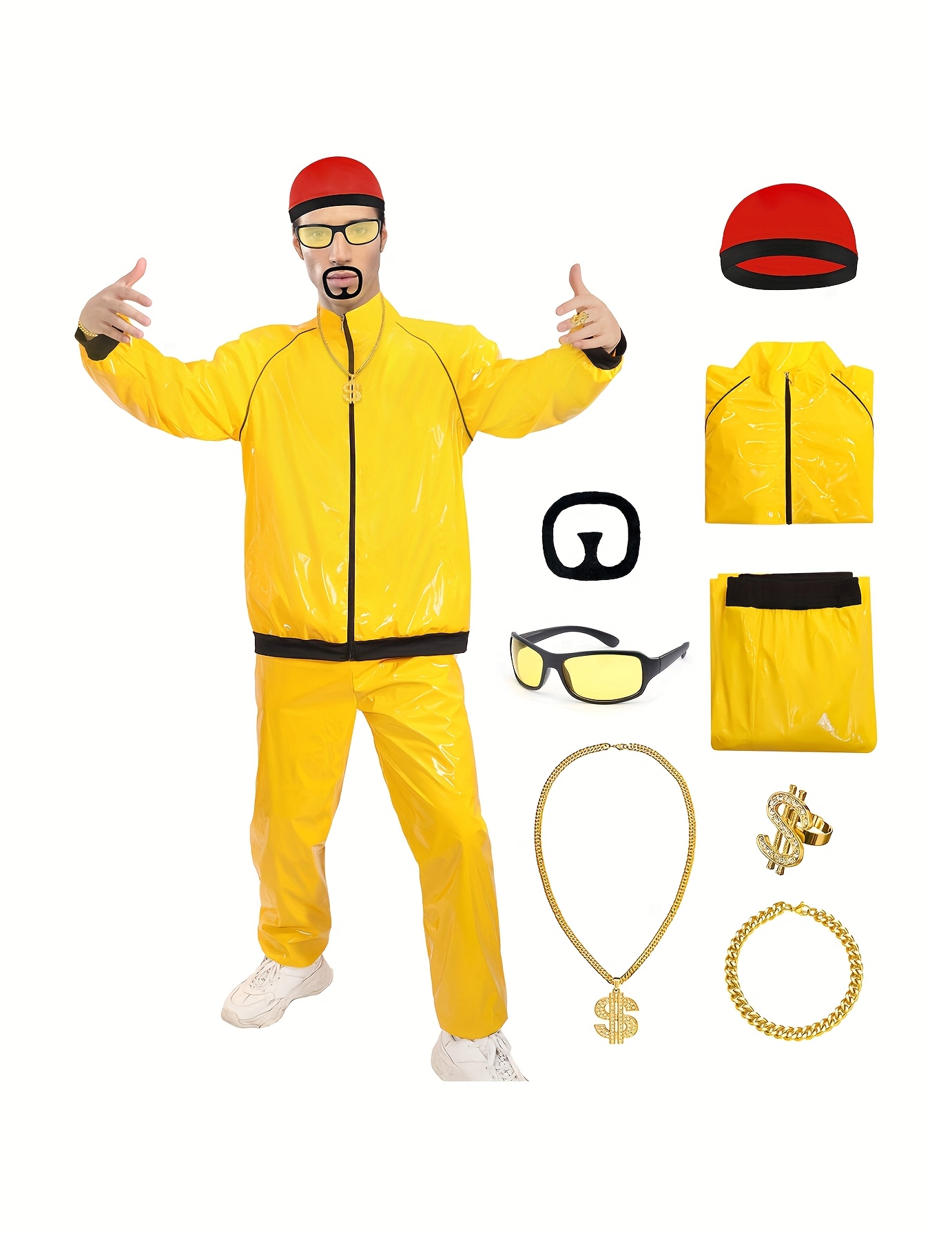 mens 90s hip hop rapper classic dress deluxe set 8pcs - Temu Mauritius