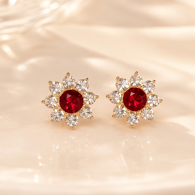 TEMU A Pair Of Elegant And Exquisite Floral Earrings For Women - Designed With And Transparent Glass, Featuring Style. Suitable For Daily Wear,