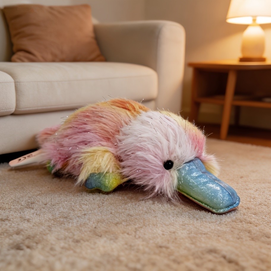Shaggy Tie-Dye Platypus Plush Stuffed Animal, Cute Doll