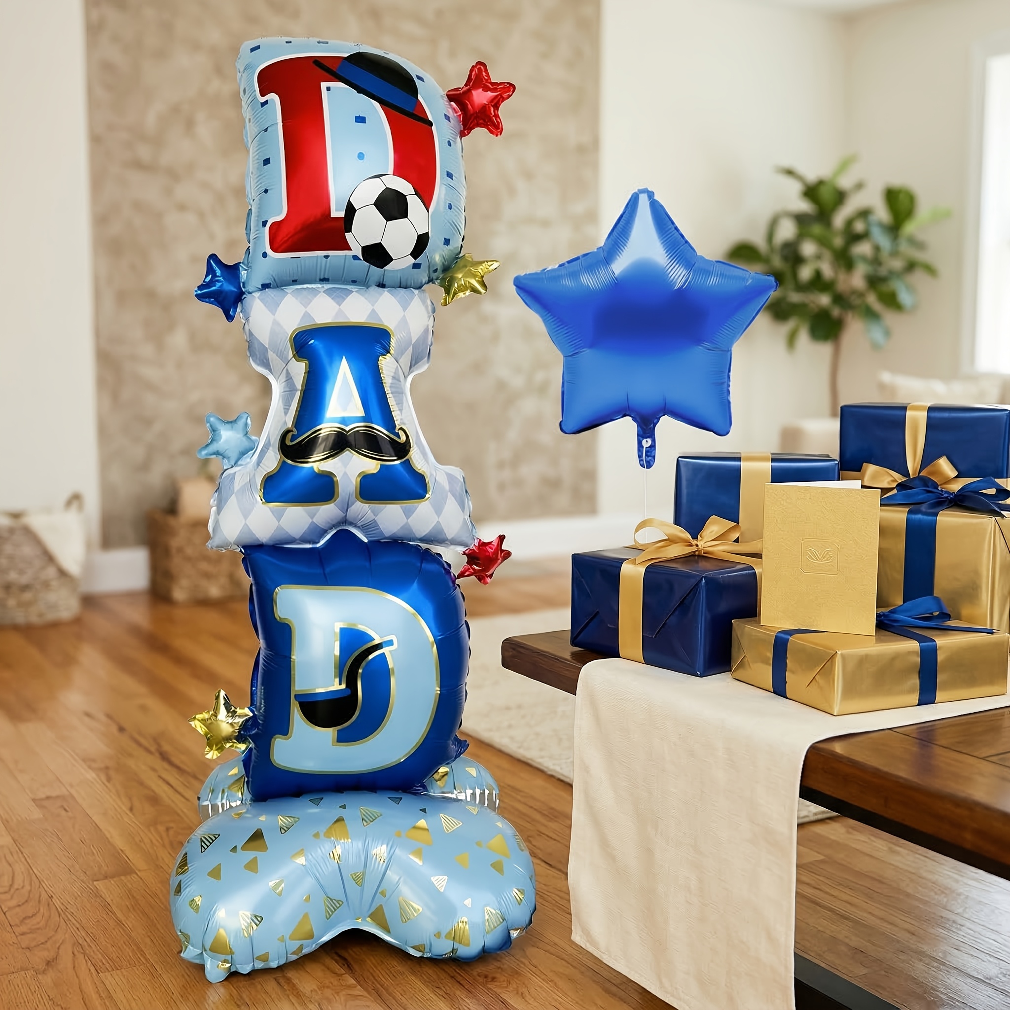 2pcs of 58 inch standing fathers day balloons and 18   aluminum film balloons printed   dad suitable for fathers day birthday     for decoration