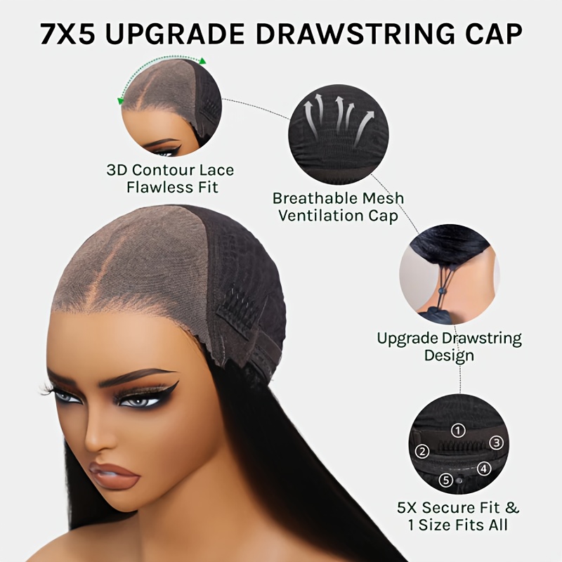 hair 7x5 lace front wig suitable for black   knots natural loose wave wig with curtain bangs drawstring closure fluffy hair density black frontal hairpiece for dreadlock free styles Product details 4