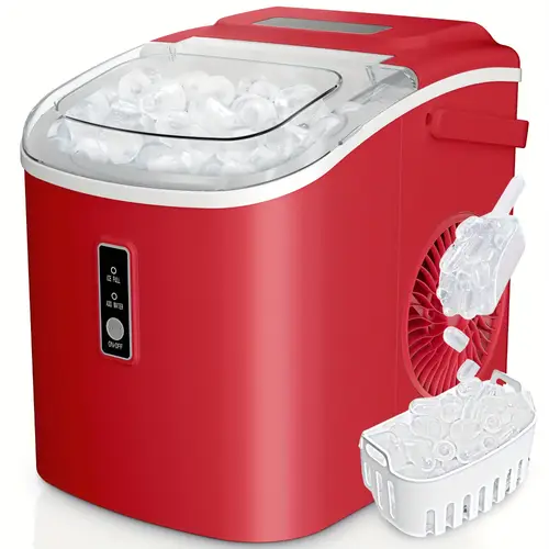 portable ice maker machine for countertop 9 cubes in 6 26lbs day self cleaning ice machine with ice scoop basket compact for camping outdoor party kitchen red
