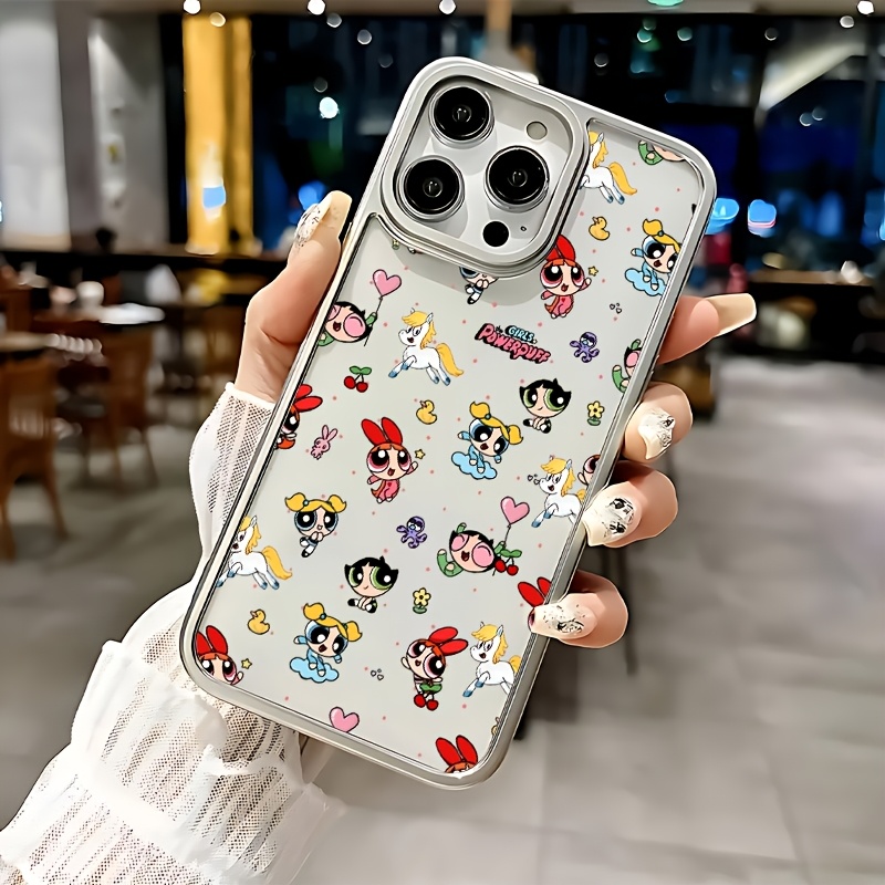 za telefon: WB The Powerpuff Girls, primerna za iPhone 17 16 16e 15 14 13 12 11 XR XSMAX 8 7 Plus, luksuzna prozorna mehka zadnja prevleka
