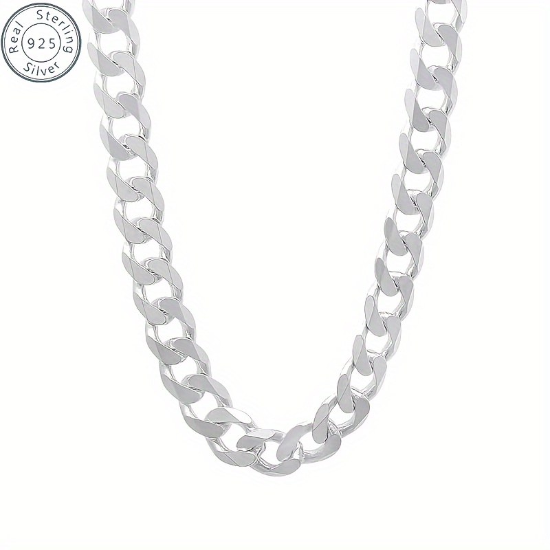 

925 Sterling Silver Cuban Link Suppression Chain Necklace, Yourself With , , Beautifully Wrapped Gift Box