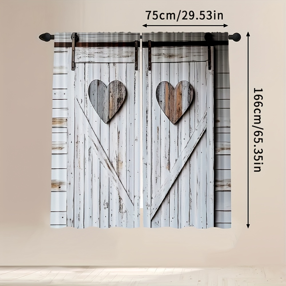 TEMU 2pcs, Creative Curtains Rustic Farmhouse 100% Polyester (without Rod, No Movement, No Battery) Decorations Inside For Living Room, Bedroom,