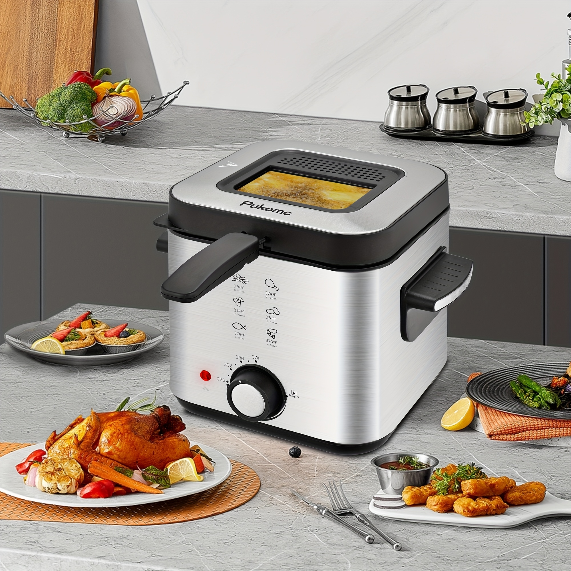 

1pc Susteas Stainless Steel Electric Deep Fryer, 1.5l/1.6 Qt Capacity, Basket, Safe-to-touch Sides, Effortless Cleaning, Fast Frying & Heat-up, 110v-130v With Us Plug, No Battery Required