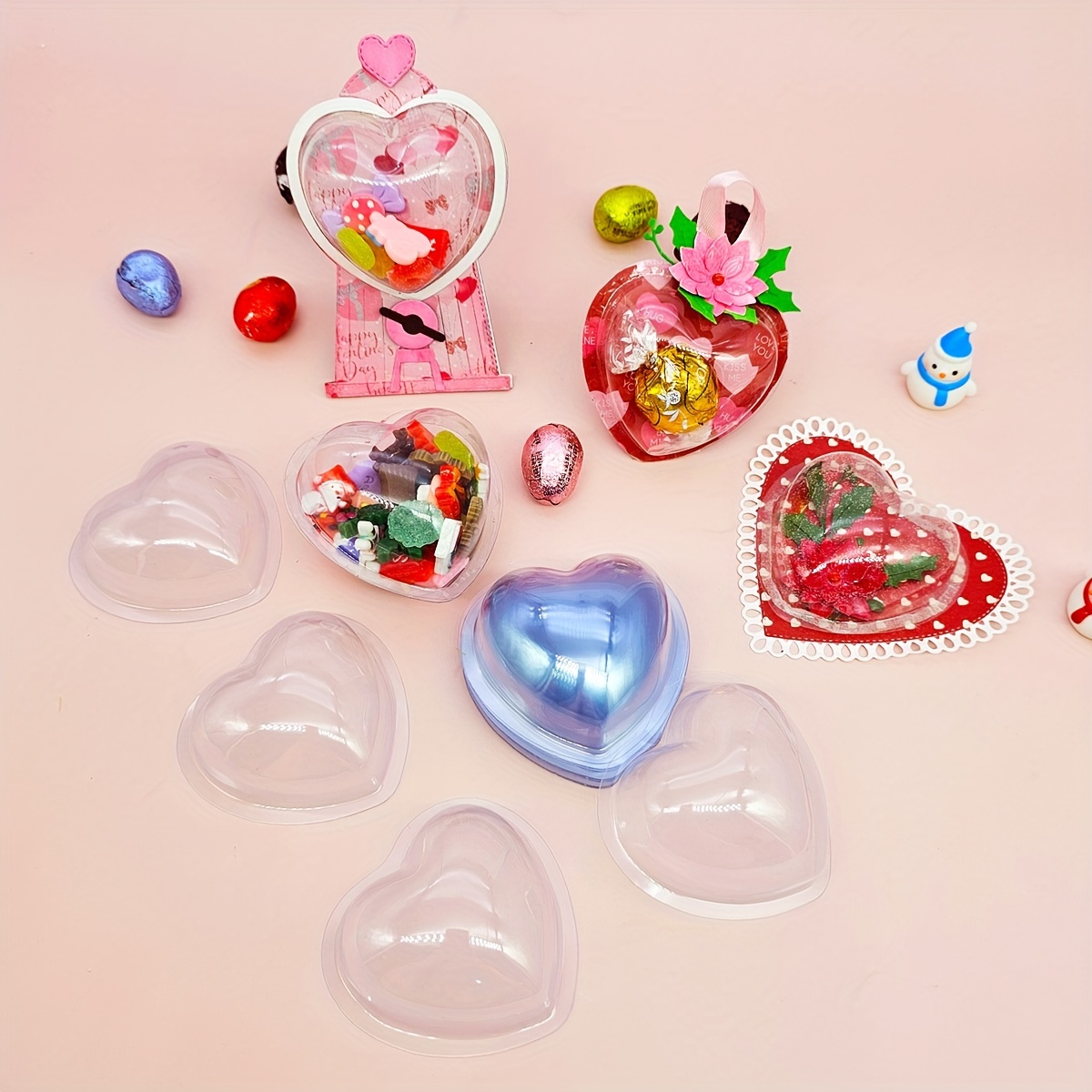 

20pcs Alinacutle Half Domes Plastic Candy Holders, Diy Valentine's Day Candy Boxes, Handmade Paper Card Craft Supplies, Artistic Painting Stencils And Accessories