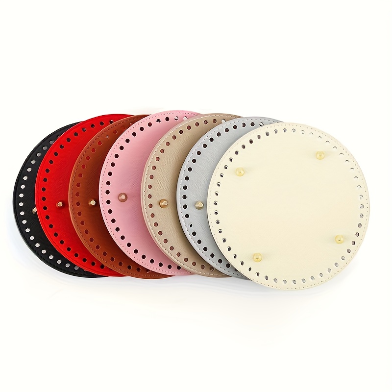 TEMU Set de 7 piezas, Base redonda de cuero sintético para marcar bolso, Agujeros pre-perforados, Colores surtidos, Accesorio de manualidades para