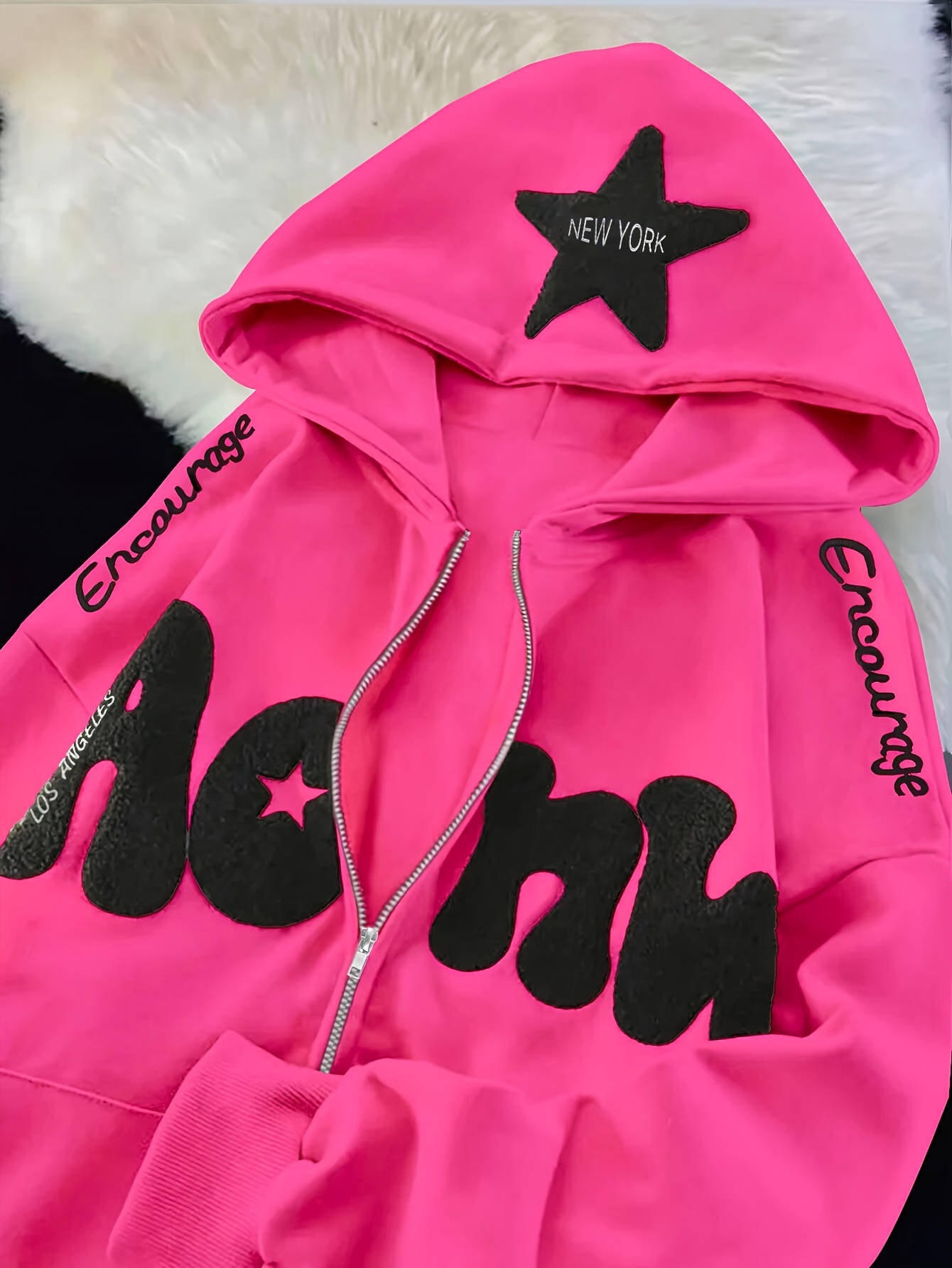 embroidered hoodie sold on Temu United States