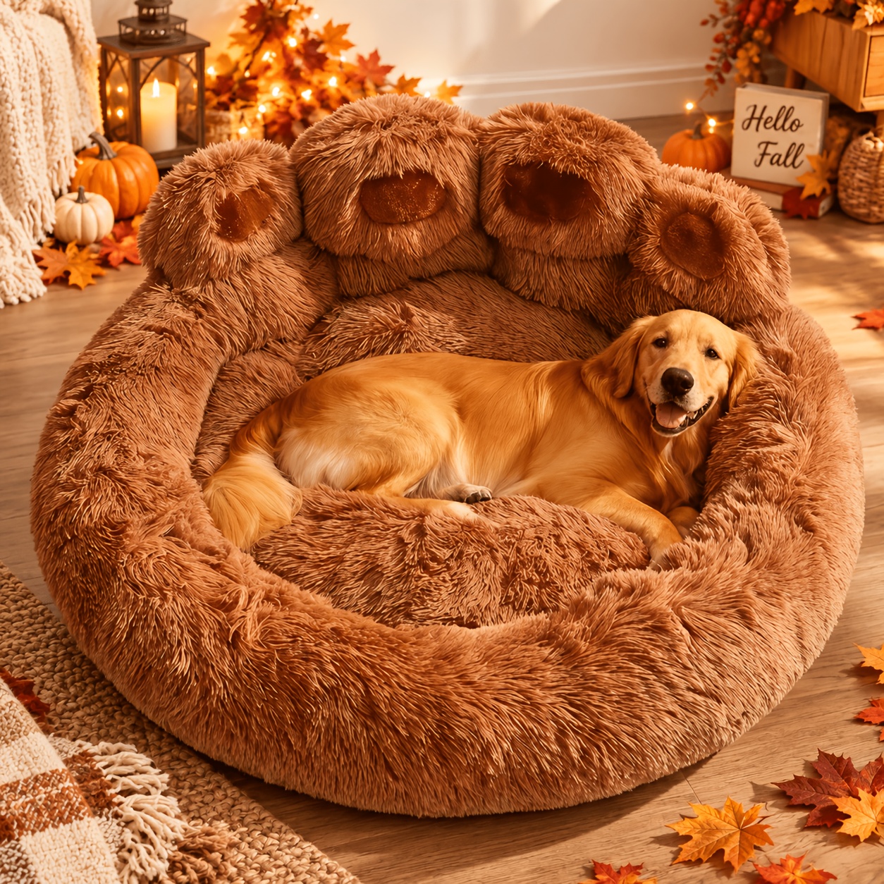 1 Bed Cat Bed, Autumn And Winter Plush Pet Bed, Cute Warm Dog Round Bed, Anti-Slip Fluffy Plush Faux Fur Cat Stuff, Suitable for Small, Medium, And Large Dogs/Cats (20/24/28/36 INCH)