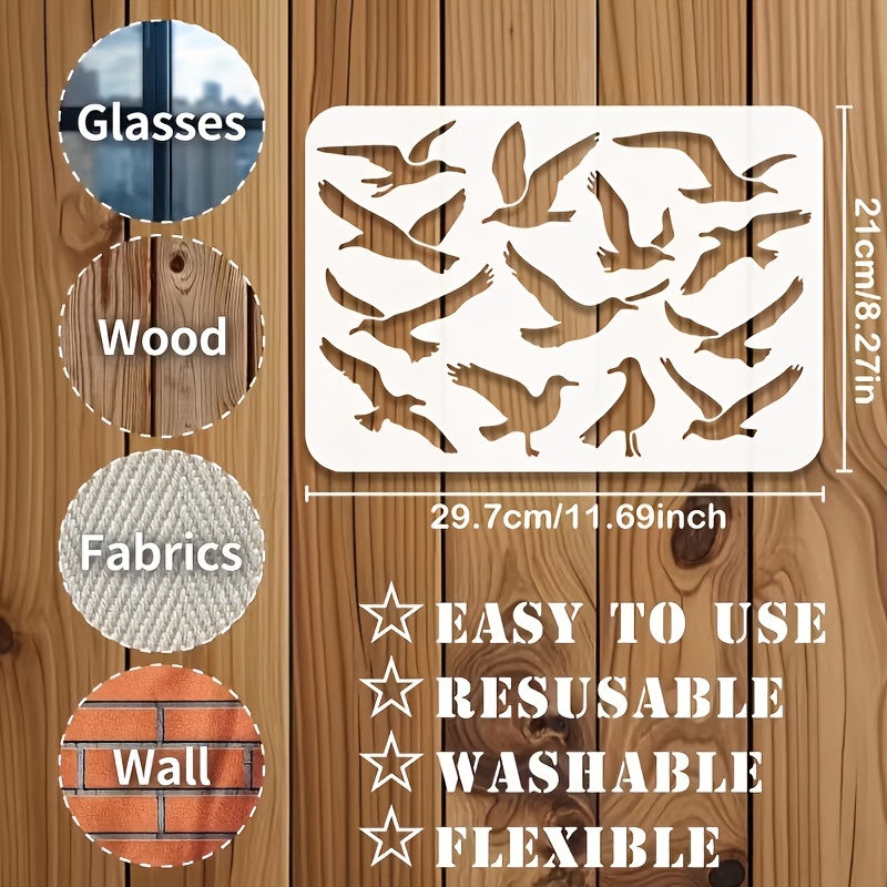 TEMU 29.7cm X Seagull Template, Size, Very Suitable For Painting, Scrapbooking, Collage, Large Wall Design, Home Decor, Furniture Projects, Creative