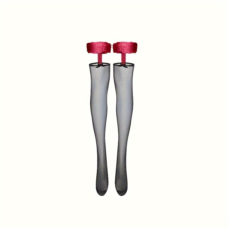 

Bow Decor Lace Top Calf Socks, Hot Cut-out Sheer Gartered Socks, Women's Stockings & Hosiery