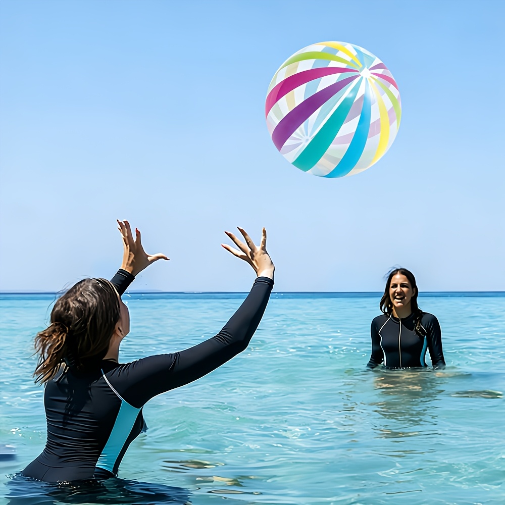 1pc transparent beach ball multicolor striped colorful polka dot inflatable beach ball birthday party supplies and hawaiian summer decor ball swimming pool party essential multicolor swimming pool toy inflatable ball water toy