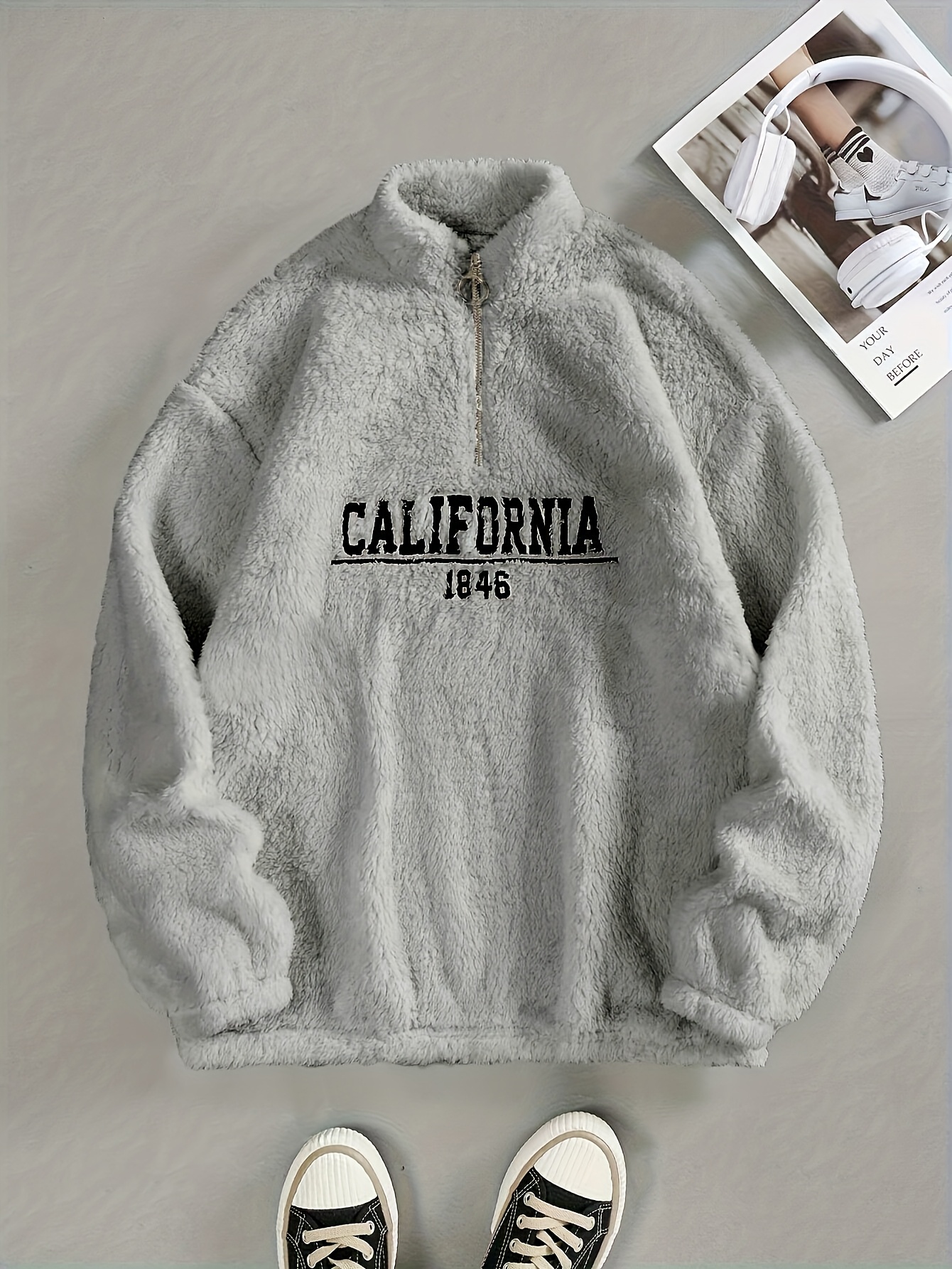 california 1846 sweat-shirt pull à pour femmes - pull à manches longues en confortable avec capuche décontractée et col , , parfait pour lautomne et lhiver, vêtements décontractés pour lhiver | pull brodé | sweat à capuche en Détails du produit 4