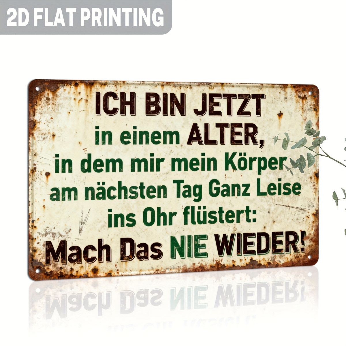 E-shop 2D Flach, 1 Stück Deutscher Vintage Lustiges Metallschild mit Deutscher Text & Englischer Übersetzung - "Ich bin jetzt in einem Alter, in dem