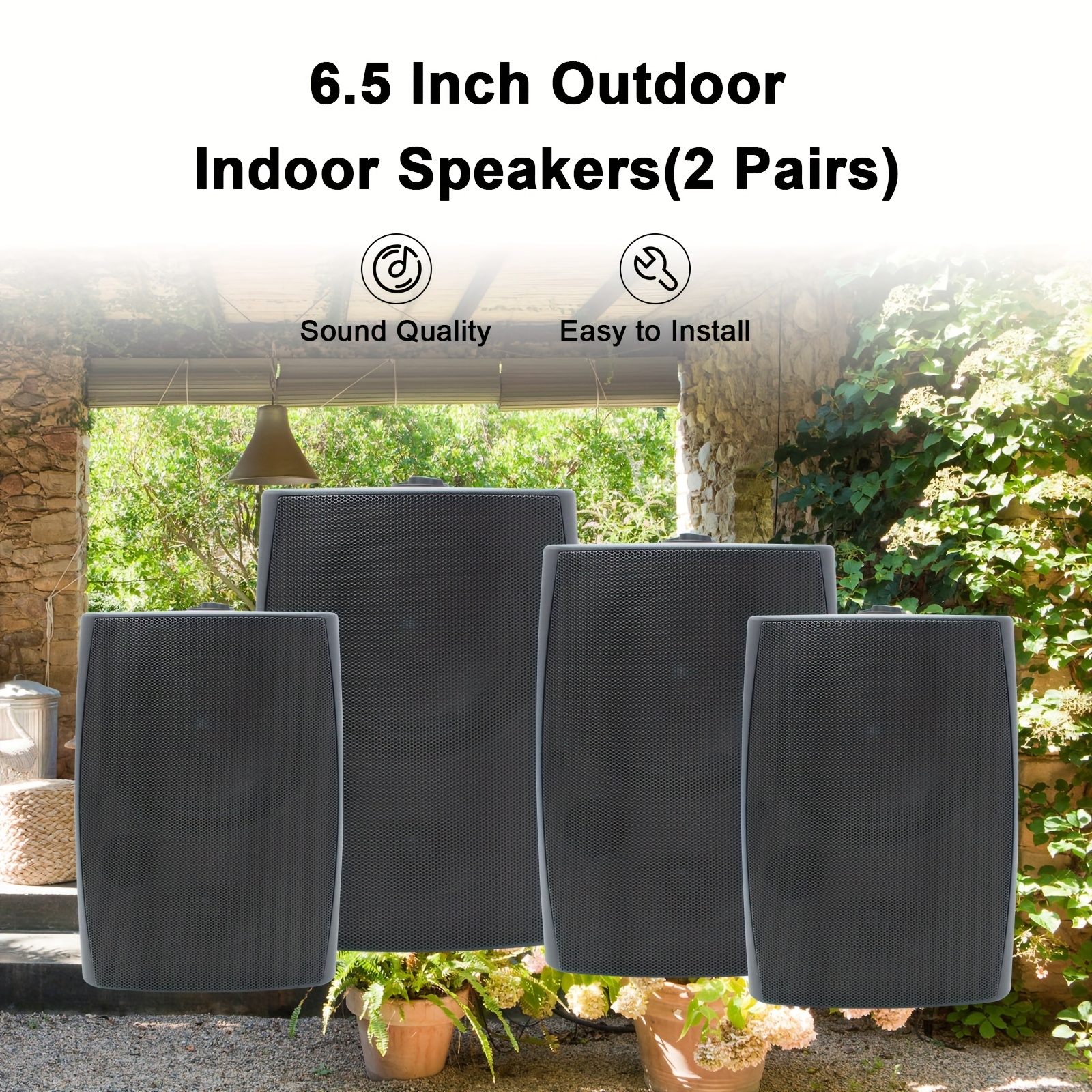 16.51 cm Outdoor Speakers Wall-Mounted 800W - High-  Solution Chrismas Gift for Indoor/Outdoor Home Patio Garden Backyard(4 Passive Speakers Bundle/White), Speakers for Sound System, Outdoor Speakers High Quality, Car Speakers, Speakers for Wall, Active Speakers for Sound System,  ,   Quality, Durable Construction, Music Lovers