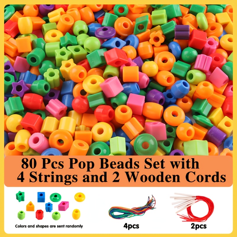 TEMU 86pcs/286pcs Bagged Bead Brain Toy Set, Early Development And Activity Toys For Children, Random Colors And Shapes Of Beads And String, Suitable